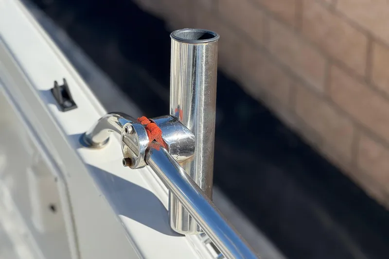 Slide: The Image of Stainless steel rod holder on 2022 Trophy T18 boat railing. - 15