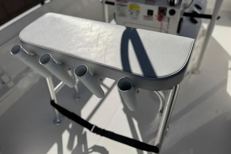 Slide: The Image of Boat seat with rod holders on a 2022 Trophy T18 model. - 24