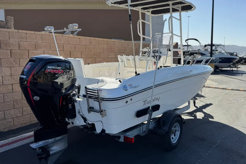 Slide: The Image of 2022 Trophy T18 boat with Mercury Pro XS engine on trailer. - 5