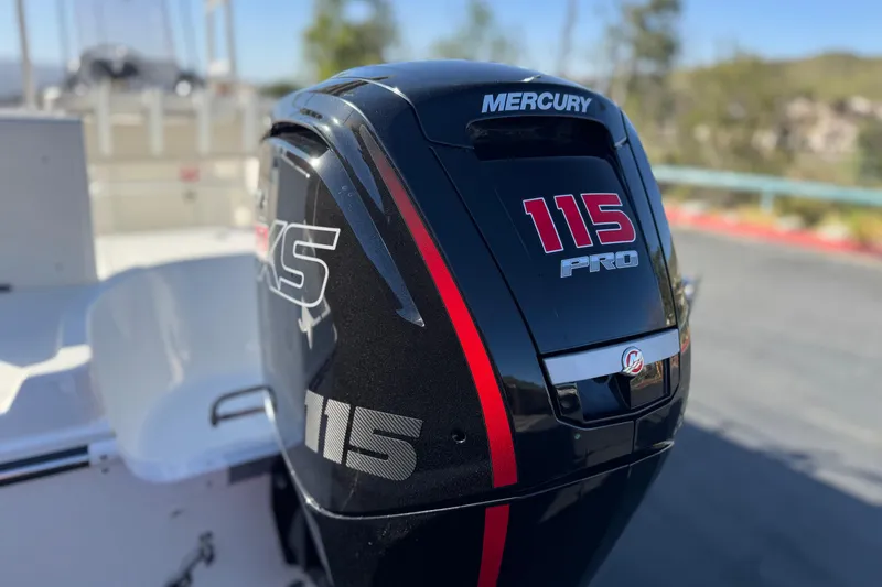 Slide: The Image of Mercury 115 Pro XS outboard motor on 2022 Trophy T18 boat. - 7