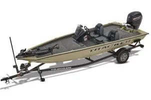 The Image of 2026 Tracker Pro Team 175 TXW Tournament Edition fishing boat on trailer. - 1
