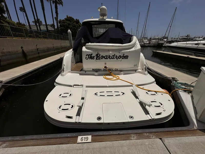Slide: The Image of 2008 Sea Ray Sundancer docked at Marina del Rey, California, named "The Boardroom." - 42