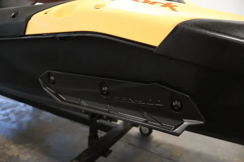Slide: The Image of 2026 Sea-Doo Spark for 2, close-up of sleek black and yellow body design. - 20