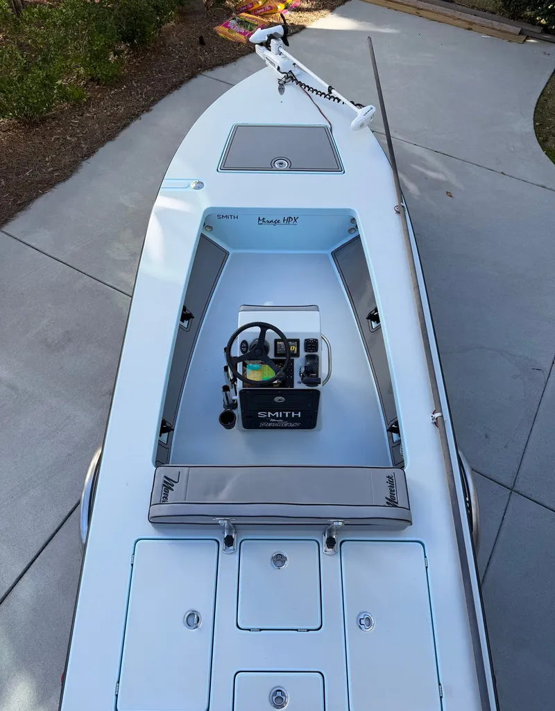 Slide: The Image of 2021 Maverick 17 HPX-S boat parked on concrete surface. - 10