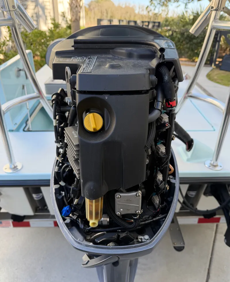 Slide: The Image of 2021 Maverick 17 HPX-S outboard motor, close-up view. - 46