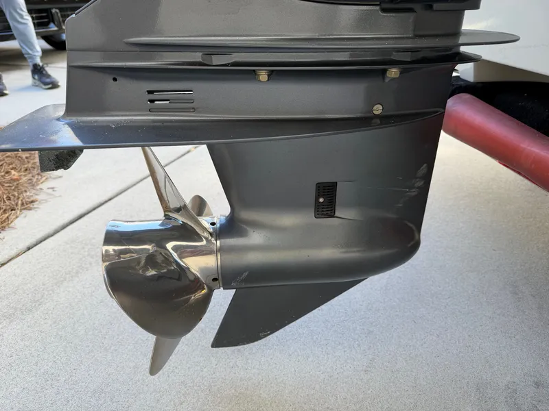 Slide: The Image of Close-up of a 2021 Maverick 17 HPX-S boat propeller. - 48