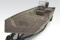 Slide: The Image of 2026 Tracker Grizzly 2072 CC boat interior with steering console and fishing rod holders. - 4