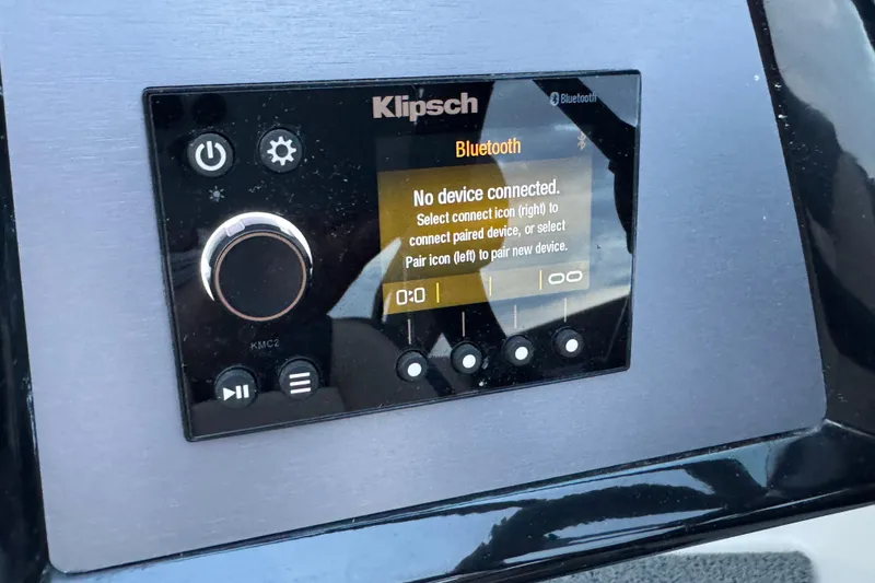 Slide: The Image of Klipsch Bluetooth audio system in 2023 MasterCraft NXT22 boat, no device connected. - 19