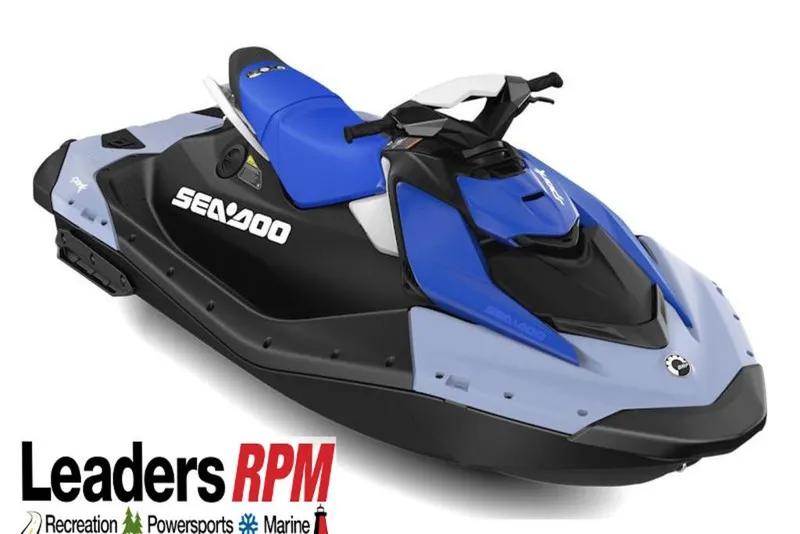 The Image of 2026 Sea-Doo Spark for 2, blue and black jet ski, Leaders RPM logo. - 2