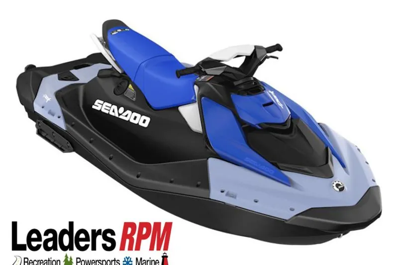 The Image of 2026 Sea-Doo Spark for 3, blue and black jet ski, Leaders RPM logo. - 1