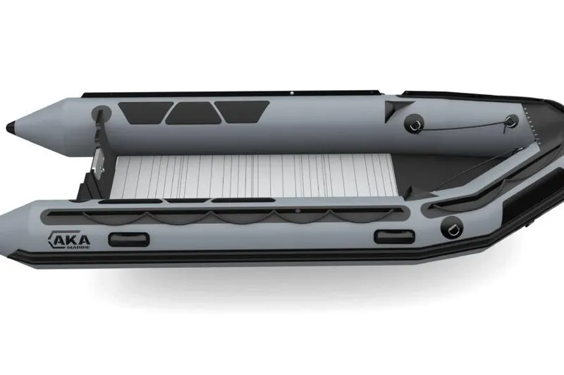 Slide: The Image of 2026 Zodiac AKA Marine F43-C inflatable boat, gray with black accents, top view. - 4