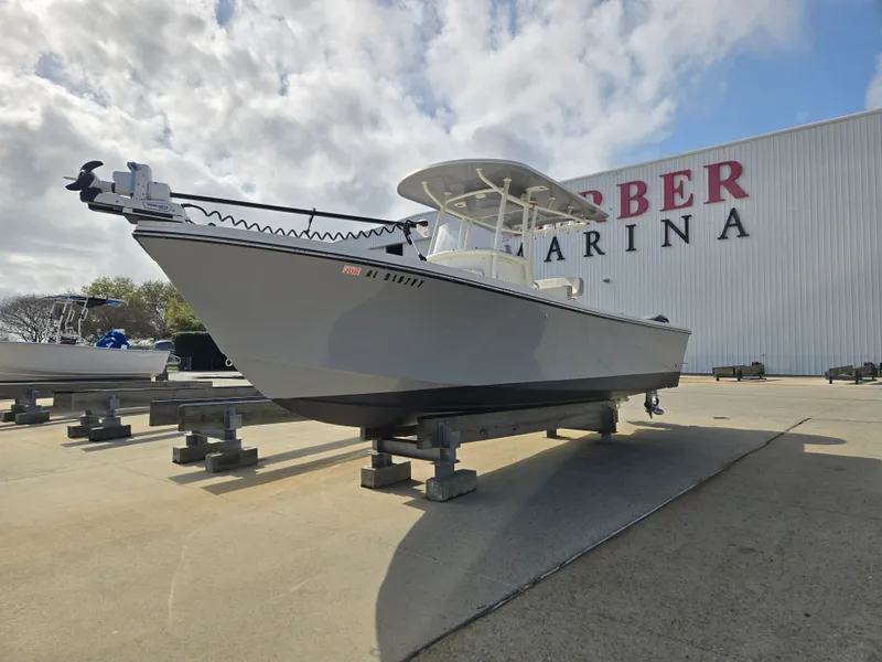 Slide: The Image of Parker 2500 Special Edition 2021 boat docked at marina. - 2