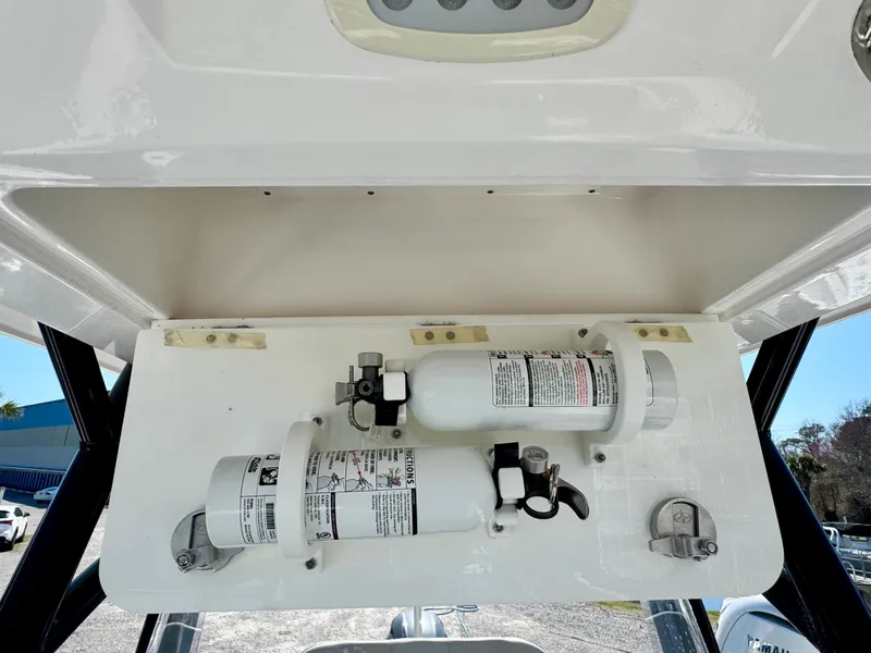 Slide: The Image of Fire extinguisher in Sea Fox 228 Commander boat, year 2021. - 4