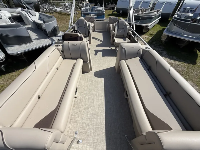 Slide: The Image of Luxurious Avalon Venture 85 23 Quad Lounger pontoon boat, year 2026. - 3