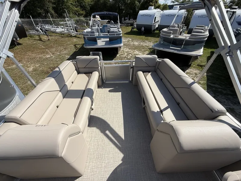 Slide: The Image of Interior of Avalon Venture 85 23 QUAD LOUNGER 2026 pontoon boat. - 7