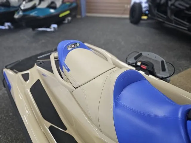 Slide: The Image of 2026 Sea-Doo Wake jet ski with blue and beige seat design. - 11
