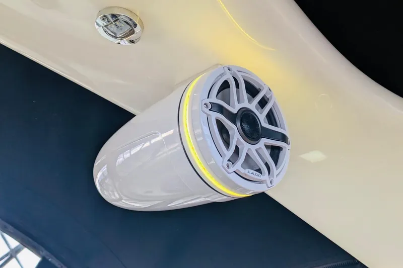 Slide: The Image of Speaker system on 2002 Sea Ray Sundancer 320 boat, featuring JL Audio marine speaker. - 17