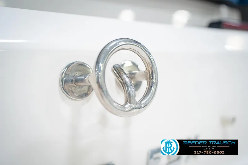 Slide: The Image of Close-up of a 2015 Regal 2000 ESX Bowrider boat cleat. - 59