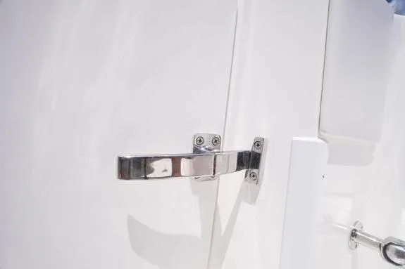 Slide: The Image of Chrome latch on 2023 Fountain 38 Tournament Edition boat door. - 17