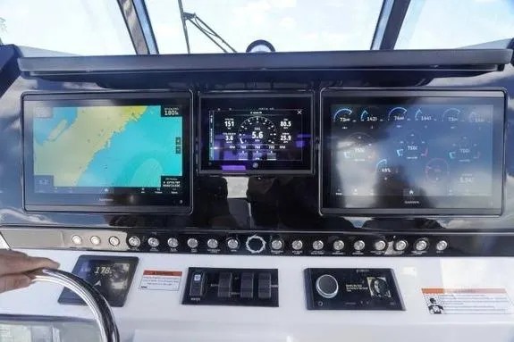 Slide: The Image of 2023 Fountain 38 Tournament Edition dashboard with navigation and control displays. - 23