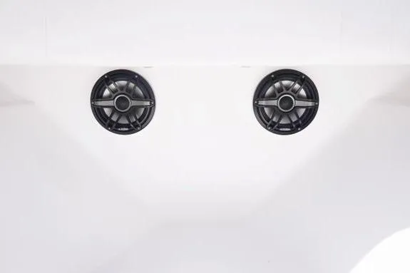 Slide: The Image of 2023 Fountain 38 Tournament Edition boat speakers on white interior. - 32