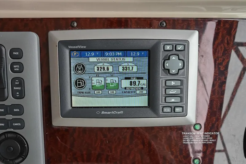 Slide: The Image of Raymarine navigation system on 2012 Sea Ray Sundancer 330 boat dashboard. - 26