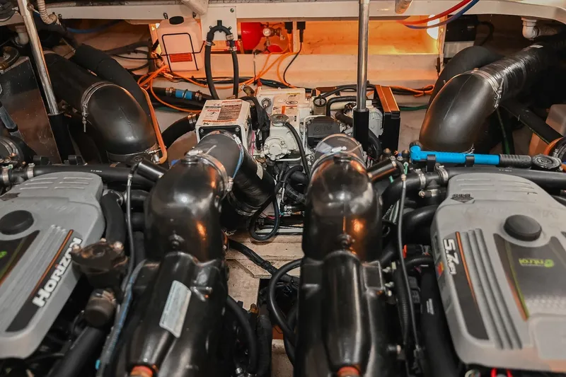 Slide: The Image of 2012 Sea Ray Sundancer 330 docked with blue underwater lights, Nashville, TN. - 57