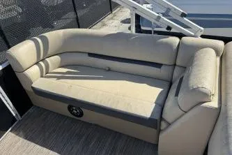 Slide: The Image of 2022 Godfrey Sweetwater 2286 C boat seating with beige upholstery and modern design. - 11
