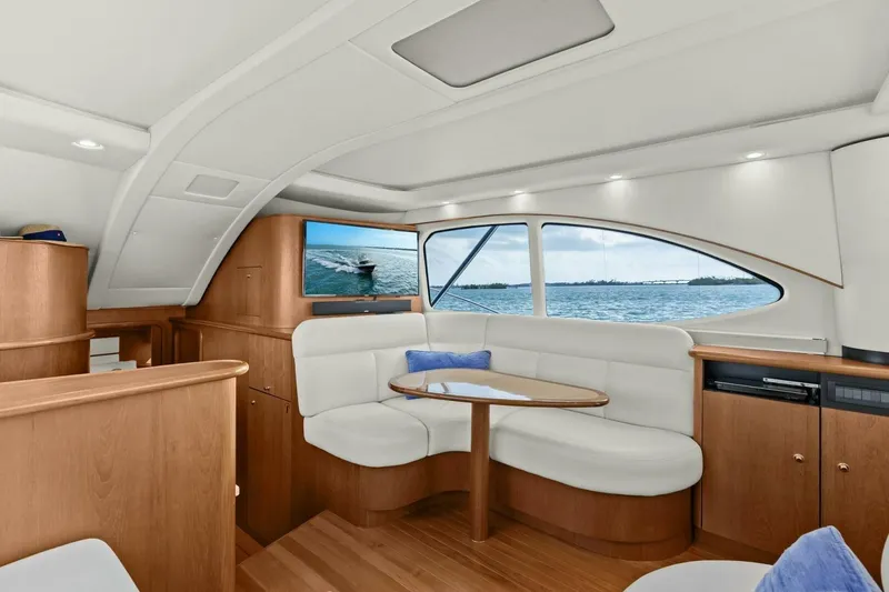 Slide: The Image of Luxurious interior of 2013 Tiara Yachts 3900 Convertible with elegant seating and ocean view. - 15