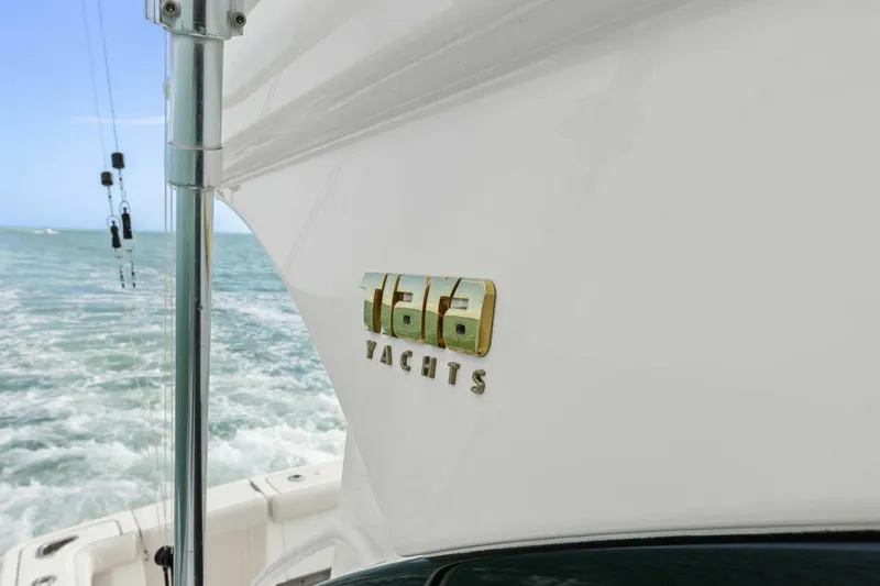 Slide: The Image of 2013 Tiara Yachts 3900 Convertible on ocean, logo detail. - 35