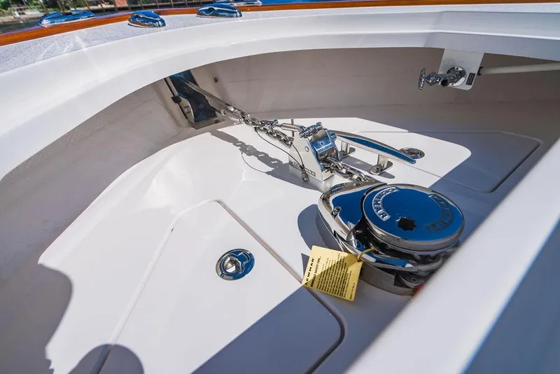 Slide: The Image of 2023 Valhalla Boatworks V-46 anchor system, showcasing sleek design and polished metal components. - 24
