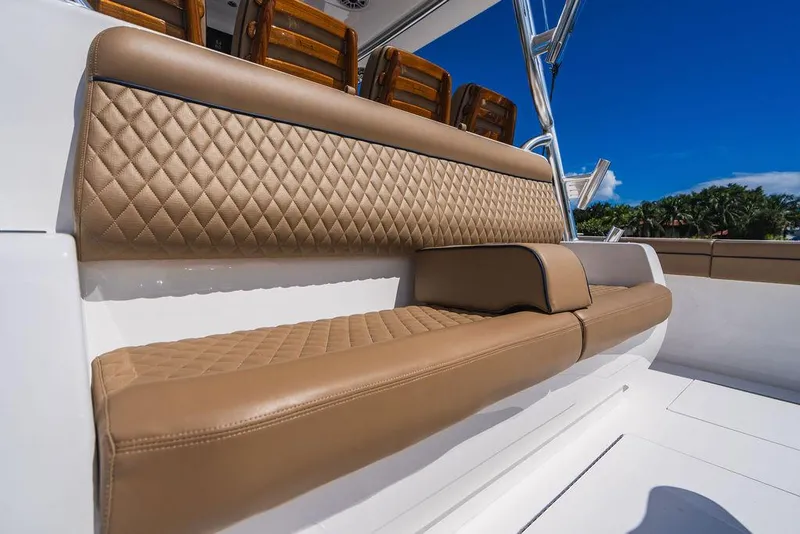 Slide: The Image of Luxurious seating on 2023 Valhalla Boatworks V-46 with diamond-stitched upholstery. - 37