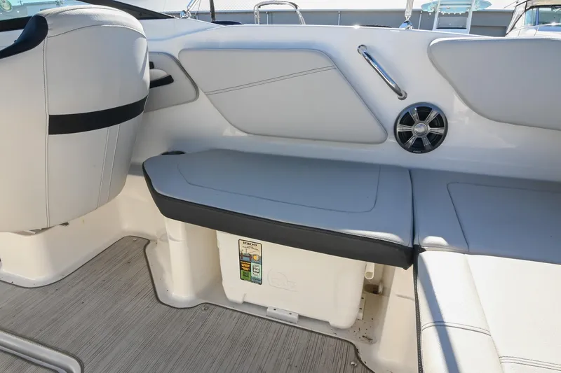 Slide: The Image of Interior of 2021 Sea Ray SPX 210 boat with seating and speaker. - 15