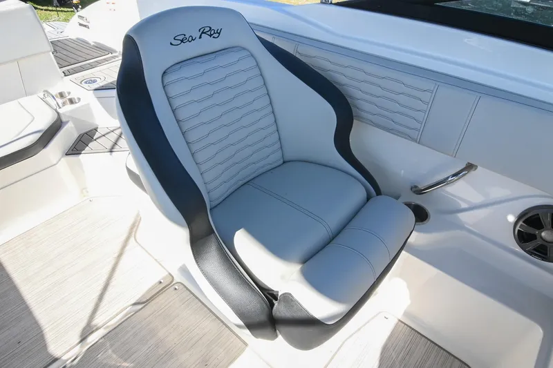 Slide: The Image of 2021 Sea Ray SPX 210 boat seat with stylish design and comfortable upholstery. - 24