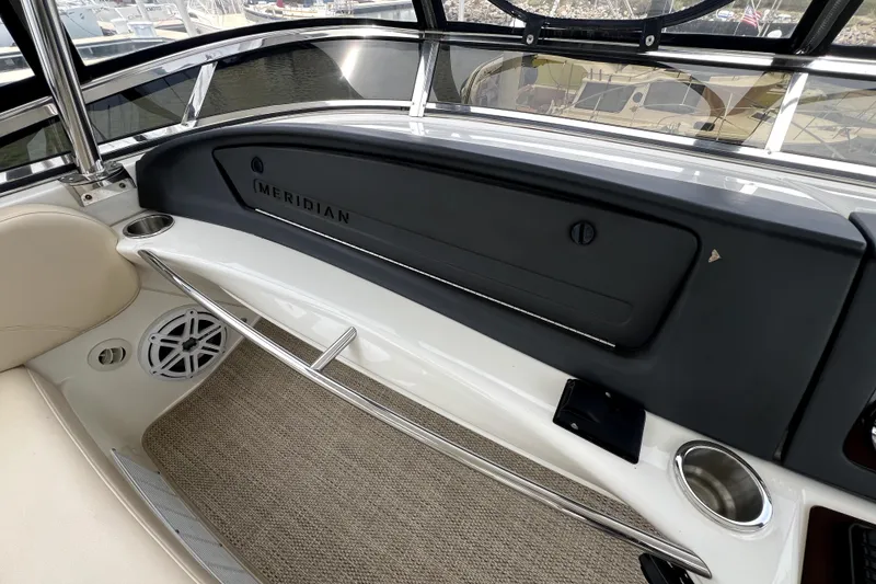 Slide: The Image of Interior of 2013 Meridian 441 Sedan yacht with seating and speaker. - 13
