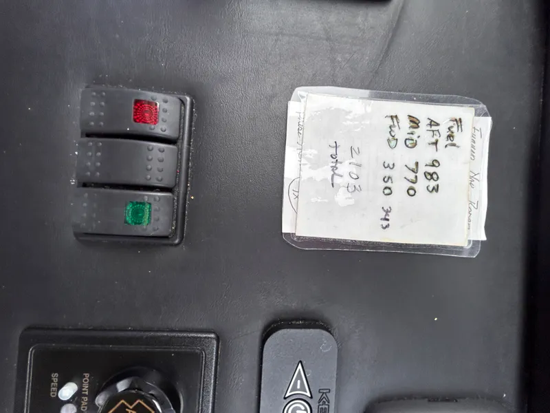 Slide: The Image of Viking ENC FB 2014 control panel with notes and switches. - 47