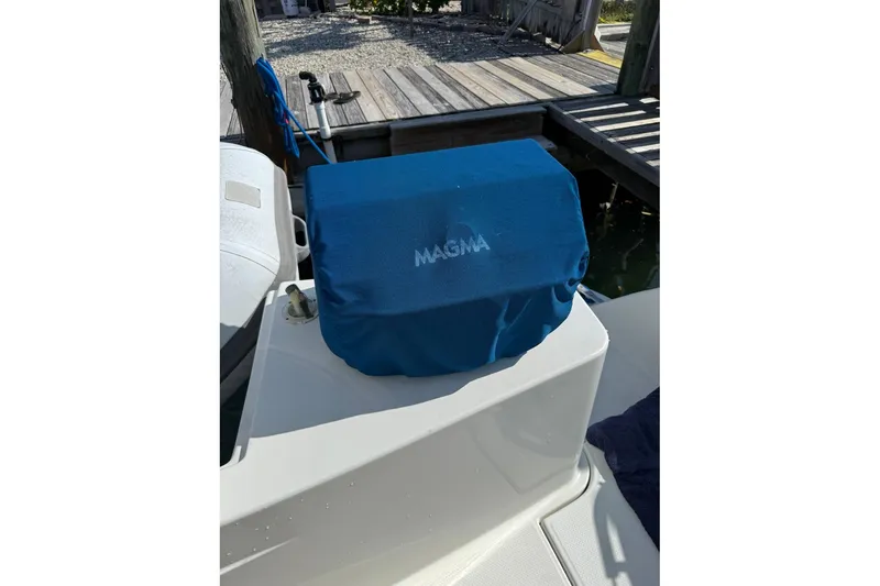 Slide: The Image of Blue Magma grill cover on 2008 Fountaine Pajot Salina 48 Evolution yacht deck. - 32