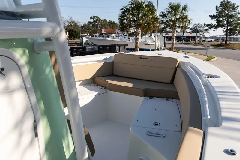 Slide: The Image of 2026 Sea Pro 225FLXR Sandbar boat with spacious seating and modern design. - 13