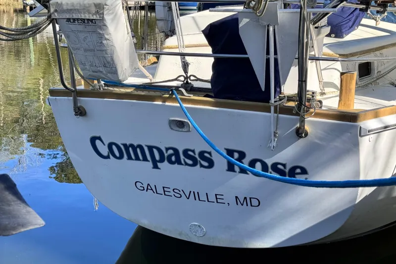 Slide: The Image of 1980 Dickerson Center Cockpit Ketch "Compass Rose" docked in Galesville, MD. - 3