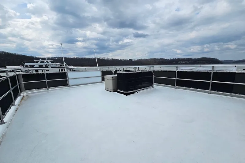 Slide: The Image of Rooftop deck of 2002 Sharpe 18x85 houseboat with scenic lake view. - 15