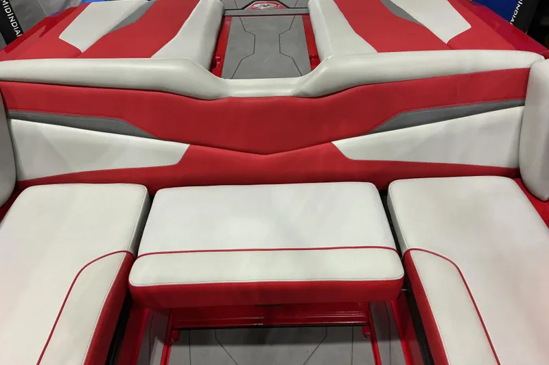 Slide: The Image of Red and white interior seating of 2022 Axis T250 boat. - 6