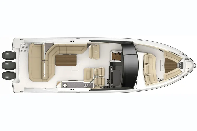 Slide: The Image of 2026 Sea Ray SLX 400 Outboard on calm water under sunny skies. - 13