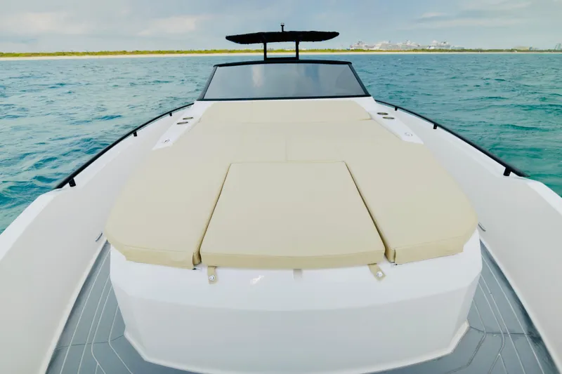 Slide: The Image of 2023 Rio Yachts Daytona 34, luxurious deck view on open water. - 31