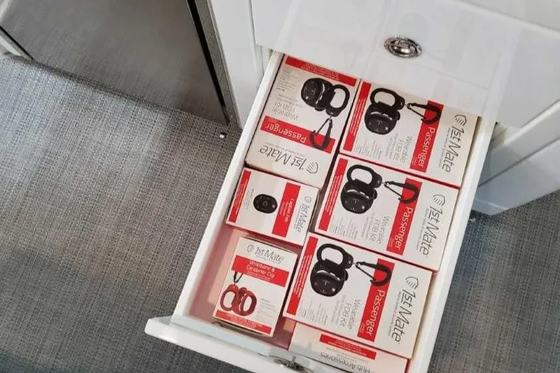 Slide: The Image of Drawer filled with multiple 1st Mate boxes on a 2023 Formula 380 Super Sport Crossover OB. - 33