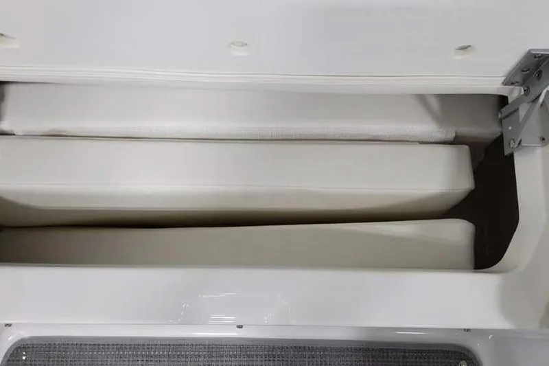 Slide: The Image of 2023 Formula 380 Super Sport Crossover OB storage compartment with cushioned interior. - 48