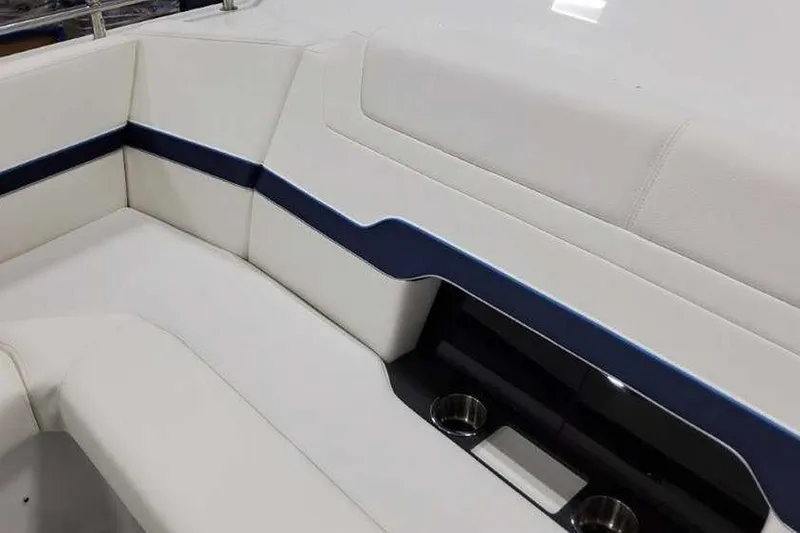 Slide: The Image of 2023 Formula 380 Super Sport Crossover OB interior seating with cup holders. - 51