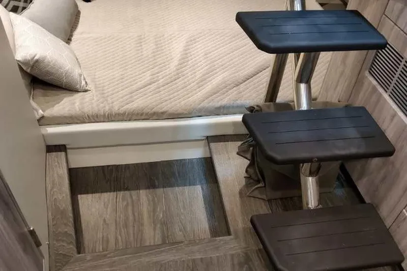 Slide: The Image of 2023 Formula 380 Super Sport Crossover OB cabin with bed and modern steps. - 69
