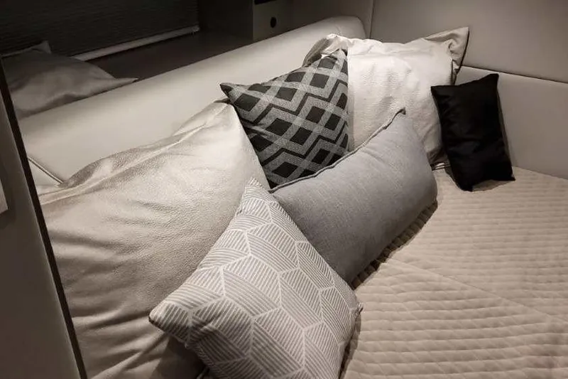 Slide: The Image of Luxurious interior of 2023 Formula 380 Super Sport Crossover OB with stylish cushions. - 70