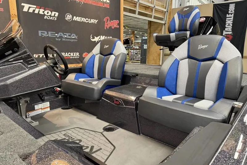 Slide: The Image of Interior of 2026 Ranger Z519 Cup-Equipped with blue and gray seats. - 8