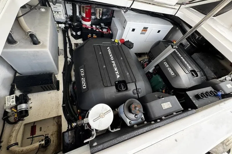 Slide: The Image of Engine compartment of a 2018 Regal 35 Sport Coupe with Volvo Penta engines. - 8